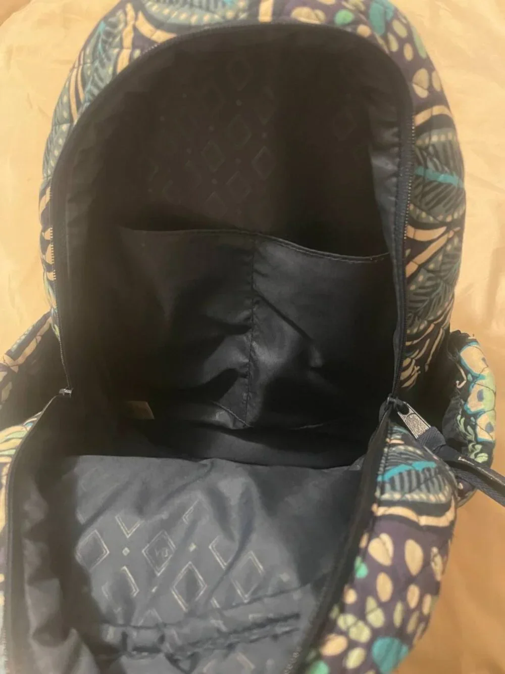 Vera Bradley Mini Backpack - Boho Quilted Floral Navy & Teal Adventure Bag